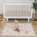 Bubba Bear Baby Play Mat, Thick Foam with Pattern Design, Foldable Waterproof Padded Crawling Mat for Babies (Beige Stars, 47 x 35 Inches)