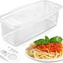 PCREGPAE Microwave Pasta Pot with Strainer Lid & Measuring Cup Clip Quickly Cook 1-4 Servings-No Mess, Sticking or Waiting For Boil, Pasta Cooker in Microwave for Dorm Kitchen Office College Essential (White)