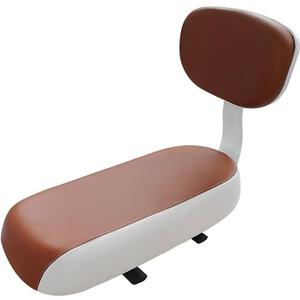 Kid's Bike Seat - PU Leather Mountain Bicycle Cushion with Backrest (White+Brown)