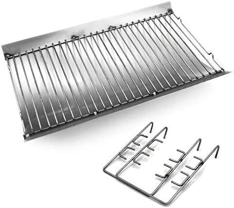 Hongso 20 inches Ash Drip Pan for Chargriller 2823 5050 5072 5650 2123 2223 Charcoal Grills, Char-Griller Model 200157, Replacement Parts Chargrill Ash Pan with 2pcs Fire Grate Hanger