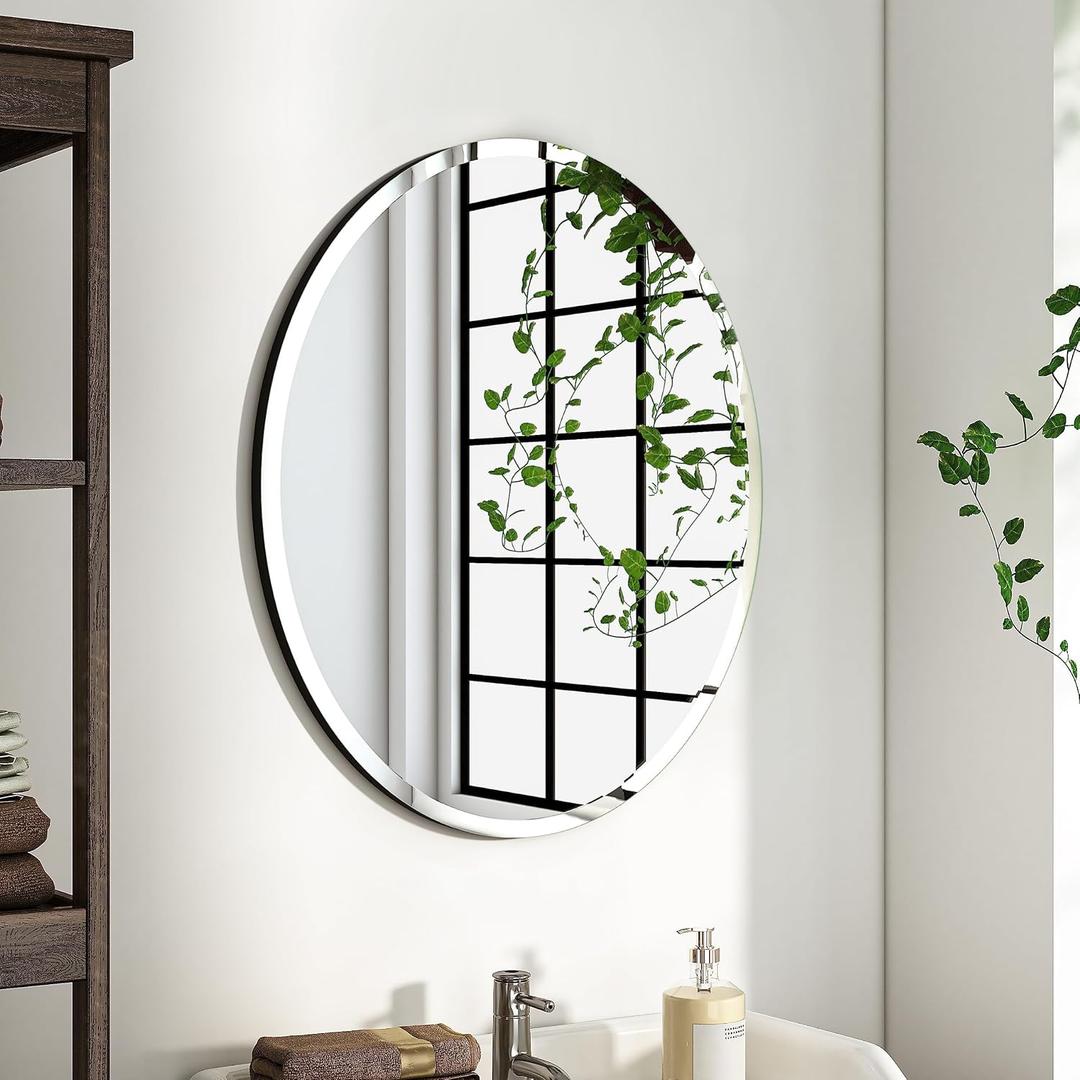 18 x 24 in Oval Bathroom Mirror for Over Sink,Frameless Wall Mirror
Slim design with a hand-polished beveled edge and 4mm silver glass. For bathroom vanities, powder rooms and bedrooms.