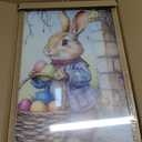 Framed Easter Bunny Wall Art, Cute Rabbit Easter Eggs Canvas Print Paintings, Vintage Holiday Decor Oil Painting, Rustic Farmhouse Spring Animal Wall Decor for Living Room Bedroom Nursery 16x24 Inch