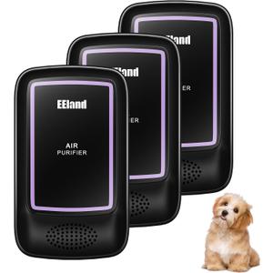 Air Ionizers for Home (3 Pack)  Plug in Air Purifier for Home & Cat Litter Deodorizer, Filterless Ion Generator Removes Pet, Smoke, Bathroom & Kitchen Odors, Compact Deodorizer for Bedroom (Black)