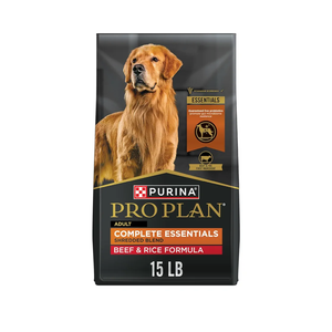 Purina Pro Plan Complete Essentials Shredded Blend Beef and Rice Dog Food Dry Formula with Probiotics for Dogs - 15 lb. Bag