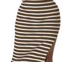 Women's Casual Spring Summer Stylish Striped Round Neck Sleeveless Knitted Slit Midi Dress (Brown, XL)
