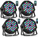 CO-Z Stage Lights 36 RGB LED Par Lights with Remote Control DJ Uplighting for Event Wedding Christmas Halloween Party Club Music Stage Lighting, 4 Pack