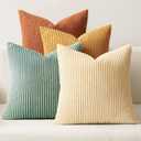 MIULEE Boho Farmhouse Throw Pillow Covers 18x18 Inch Set of 4 Summer Modern Natural Decorative Cushion Covers Soft Corduroy Spring Decor for Couch Bed Sofa Living Room Orange Teal Gradient Series