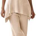Tankaneo Womens 2 Piece Knit Sets Summer Vacation Outfits Deep V Neck Flowy Tank Tops Wide Leg Pants Sweater Matching Sets, Size XL