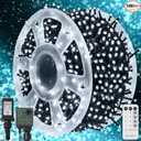 WATERGLIDE 1000 LED Christmas String Lights, 328 FT Green Wire LED Decorative Fairy Lights with Remote & 8 Modes, Waterproof for Outdoor Xmas Holiday Party Garden Wedding Home Decor, Cool White