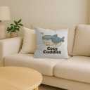 Xolytar Cream and Grey Shark Cat Decorative Throw Pillow Covers, Cozy Cuddles Cartoon Animal Pattern Pillow Cases, Kawaii Anime Lover Gifts Decor for Teen Girl Bedroom Dorm Couch 18x18in