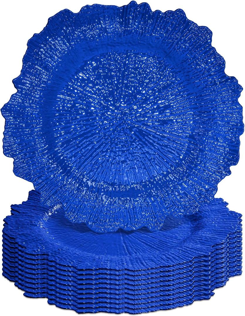 Royal Blue Charger Plates Bulk 10Pcs - 13" Elegant Royal Blue Chargers for Dinner Plates, Wedding & Event Decorative Charger Plates Set