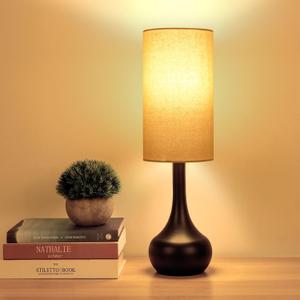 Touch Bedside Lamp for Nightstand,3-Way Dimmable, Space Saving & No Assembly Required, Upgraded Small Droplet Vintage Black Table Lamp for Bedroom, Living Room (2700K LED Bulb Included)