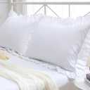 Ruffles Pillow Cases Shams Covers White Queen Size 2 Pack Egyptian Cotton 20x30 inches Soft Thick