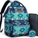Montana West Wrangler Diaper Bag Backpack Aztec Travel Backpack Purses Western Multi-Function Baby Bags for Mom with Waterproof Insulated Pockets (Navy)