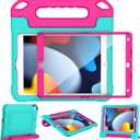 YIHE Kids Case for iPad 10.2 Inch 9th/8th/7th Generation 2021/2020/2019, iPad Pro 10.5 & iPad Air 3, Shockproof Handle Stand Kids Case with Screen Protector for iPad 10.2/10.5 Inch, Cyan & Pink
