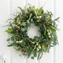 Jobflower 24 Inch Eucalyptus Wreath for Front Door, Artificial Greenery Wreath with Olive Fruit & Berries, Lush All Seasons Farmhouse Wall Decor for Spring Summer Year Round Outside Inside