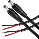 2Pack 16AWG DC Plug Connector Power Pigtails Cable,2.1mm x 5.5mm Male Plug to Bare Wire Open End,12 Volt DC Barrel Supply Adapter Repair Cord for CCTV Security Camera,12v LED Strip Light 3ft