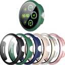 [6-Pack] Case for Google Pixel Watch 3 45mm (2024 New), Hard PC Shockproof Bumper Cover with Tempered Glass Screen Protector for Google Pixel Watch 3 45mm (Black/Green/Dark Blue/Starlight/Pink/Rose Gold)