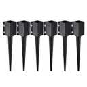 VEVOR Fence Post Anchor, 6 Pack 4 x 4 Inches Outer Diameter (Inner Diameter 3.5 x3.5 Inches) Ground Spike 24", Metal Black Powder Coated Post Stake Ground, for Mailbox Deck Garden Railing