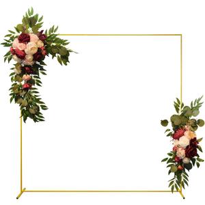 Wedding Arch Backdrop Stand 6.6x6.6 FT Gold Square Balloon Arch Frame for Wedding, Birthday Party, Baby Shower Ceremony Decoration