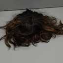 MISSQUEEN Black Mixed Brown Wigs Short Wavy Curly Wig with Bangs Shoulder Length Synthetic Hair Wigs Heat Resistant Fiber Wig for Daily Party (Black Mixed Brown)