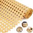 Rattan Cane Webbing Roll 24 Inch Width x 5 Feet Length, Rattan Caning Material for Chairs and Cabinets, Woven Open Mesh Wicker Repair Kit for DIY Home Projects and Furniture