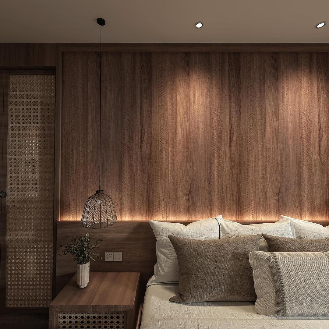 48x354 inch Large Walnut Wood Contact Paper Peel and Stick Wood Wallpaper Removable Self-Adhesive Wooden Look Vinyl Decorative Roll Thick Bubble-Free Design for Kitchen Cabinet Wall Covering