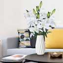 Lily Artificial Flowers Bulk 30 Long Stems 12 Silk Flower Heads Bouquet Wedding Decoration Indoor Home Decor DIY Floral Crafts Table Centerpiece Mothers Day Gift, 3pcs (White)