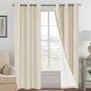 H.VERSAILTEX 100% Blackout Curtains for Bedroom Thermal Insulated Linen Textured Curtains Heat and Full Light Blocking Drapes Living Room Curtains 2 Panel Sets, Bleached Sand, 42x84 Inch