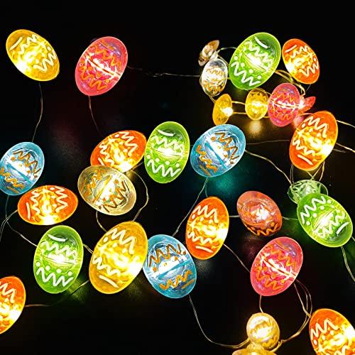TURNMEON Easter String Lights Easter Decorations, 10 Ft 30 LED Egg Light Battery Operated Easter Lights Copper Wire Fairy Lights for Home Indoor Outdoor Decor Window Tree Party Hunt