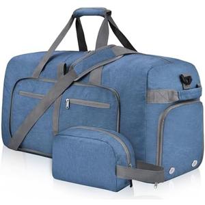 Felipe Varela Duffle Bag with Shoes Compartment and Adjustable Strap,Foldable Travel Duffel Bags for Men Women,Waterproof Duffel Bags, 150L, Blue