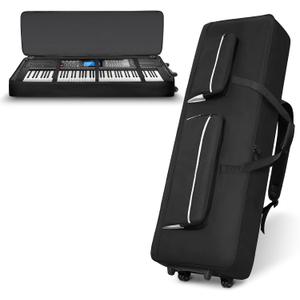 88 Key Keyboard Case with Wheels, Padded Rolling Gig Bag with 4 Pockets, For Full 88Key-57.1"x18.1"x6.9"