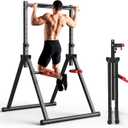 SERTT Foldable Power Tower Dip Station for Pull Ups, Dips & Push Ups, Upgraded Free Standing Pull Up Bar Station, Multi-function Workout Equipment for Home Gym Strength Training, Support 440LBS (Black)
