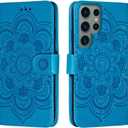 for Samsung Galaxy S23 Ultra 5G Case Wallet with Card Holder Kickstand Magnetic Soft Leather Flip Fold Case for Samsung S23 Ultra Cover (Blue)