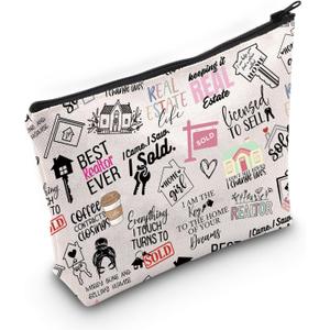 WCGXKO Novelty Realtor Gift Realtor Sayings Real Estate Life Quotes Canvas Makeup Bag (realtor)