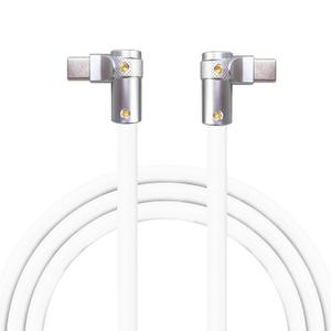 chubbycable FlexElbow Pro - 90 Degree Design 240W Fast Charge Cable Ultra-Thick Silicone Right Angle USB C Cable Phone Tablets Charging Cord, White, Double Elbow Type C to Type C, 19.6FT