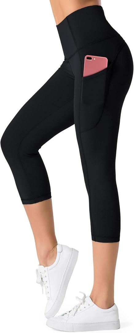 Dragon Fit High Waist Yoga Leggings with 3 Pockets,Tummy Control Workout Running 4 Way Stretch Yoga Pants (Black, XL)