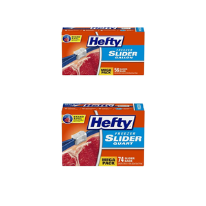 Hefty Slider Freezer Storage Bags - Quart Size, 74 Count & Gallon Size, 56 Count