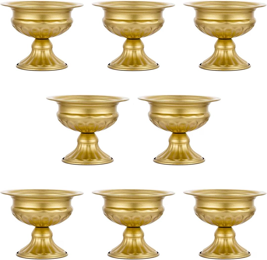 8Pcs Gold Compote Vases for Centerpieces, 4.7in Small Flower Vases
No Leak, Rust-free, Metal Urn Vase, for Wedding, Birthday, Daily Home Decor, Christmas