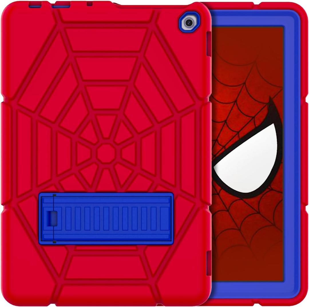 Grifobes (for 13th/11th Generation 2023/2021 Release) All New Kindle Fire HD 10/10 Plus, HD 10 Kids/Kids Pro Tablet, 3-in-1 Heavy Duty Rugged Protective Cover with Stand for Boys Children (Red+Blue)