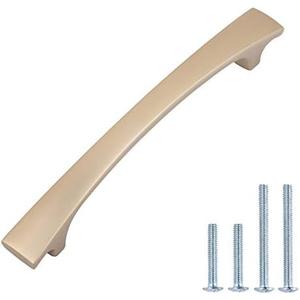 Thick Modern Curved Cabinet Handle, 6.5-inch Length (5-inch Hole Center), Golden Champagne, 10-pack