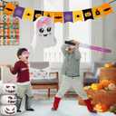 Cute Large Pink Halloween Ghost Piata White Spooky Ghost Piata with Stick and Blindfold Halloween Mexican Piata Birthday Party Game Supply Decorations Fillable for Candy,Toys,Treats