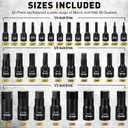Hex Bit Impact Socket Set: 36-Piece with 4 Adapters, 1/4", 3/8", 1/2"Drive Master Allen Socket Set, Cr-V Steel, SAE and Metric, H5-H19 & 3/4"-5/64", Reinforced Storage Case, Automotive Mechanic