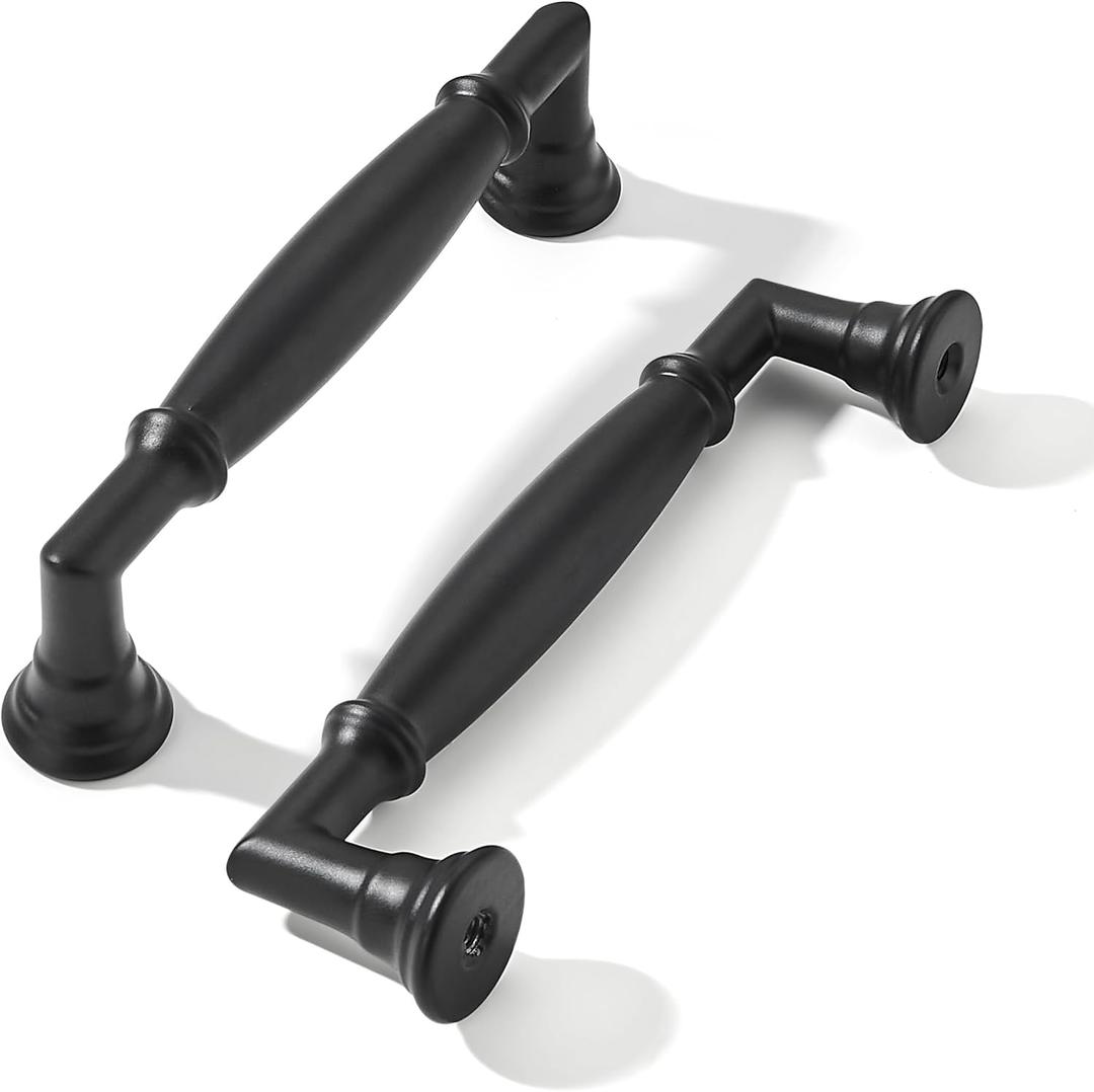 khtumeware 2 Pack 3-3/4 Inch(96mm) Matte Black Cabinet Pulls Heavy Duty Solid Cabinet Handles Kitchen Cabinet Hardware for Cupboard Drawer Handles