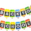 1 Set Back to School Banners Decorations, 2 Strings 10 Feet Vibrant Welcome Sign for Classroom Door Wall and Teacher Appreciation Party Supplies, Fall Semester Decoration
