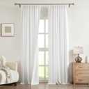 Central Park White Pinch Pleat Light Filtering Curtain 95 Inches Long Linen Blended Window Treatment Privacy Drape with Microfiber Liner for Living Room Bedroom with Back Tabs Hooks, 40" Wx95 Lx2