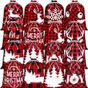 Windyun 16 Pcs Christmas Drawstring Bags Bulk Large Xmas Buffalo Plaid Drawstring Cloth Gift Bags 12 x 16 Inch Gift Wrapping Storage Sack for Party Favor (Red and Black Buffalo Plaid)
