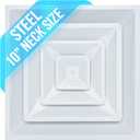 Fits 24x24 Steel T-Bar Drop Ceiling Grid | 2x2 Feet Lay in Steel Air Supply Diffuser with Round 10" [Neck Size] by Handua | 3 Cone | Drop Celing Vent | White | Outer Dimension: 23-3/4" x 23-3/4"