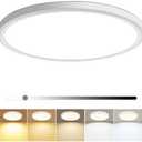 Hunhun 16 Inch Dimmable LED Flush Mount Ceiling Light 4800LM Round Light Fixture 5 Color Temperature Selectable Super Slim Large Flat Ceiling Lamp for Living Dining Room White