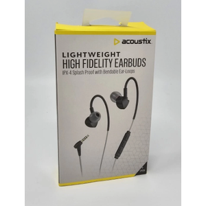 Acoustix High Fidelity Earbuds Lightweight Wired Headphones Mic IPX4 Splashproof